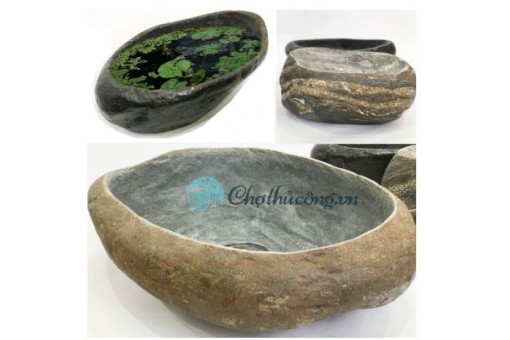 [Size M] Lavabo chậu đá cuội tự nhiên - Chậu đá cuội trồng cây